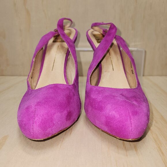 Dolce Vita Bambi Slingback Suede Pumps Magenta Heel Shoe Women 9 - Picture 3 of 9